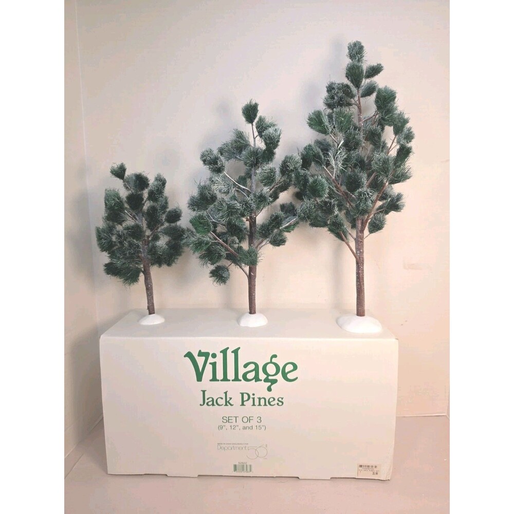 Department 56 Village Jack Pines Set of 3 Snow Covered Trees 9" 12" 15"